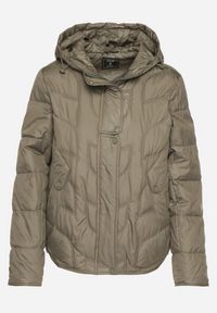 Born2be - Jasnozielona Przejściowa Kurtka z Oryginalnym Pikowaniem i Kapturem Aruvitte. Okazja: na co dzień, na spacer. Kolor: zielony. Materiał: jeans, poliester. Styl: casual #7