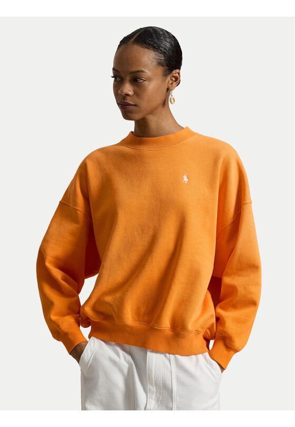 Polo Ralph Lauren Bluza 211965111500 Pomarańczowy Oversize. Typ kołnierza: polo. Kolor: pomarańczowy. Materiał: bawełna