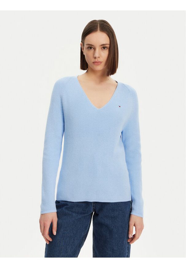 TOMMY HILFIGER - Tommy Hilfiger Sweter WW0WW44452 Niebieski Regular Fit. Kolor: niebieski. Materiał: bawełna