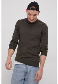 Premium by Jack&Jones Sweter bawełniany męski kolor zielony. Okazja: na co dzień. Kolor: zielony. Materiał: bawełna. Długość rękawa: długi rękaw. Długość: długie. Styl: casual