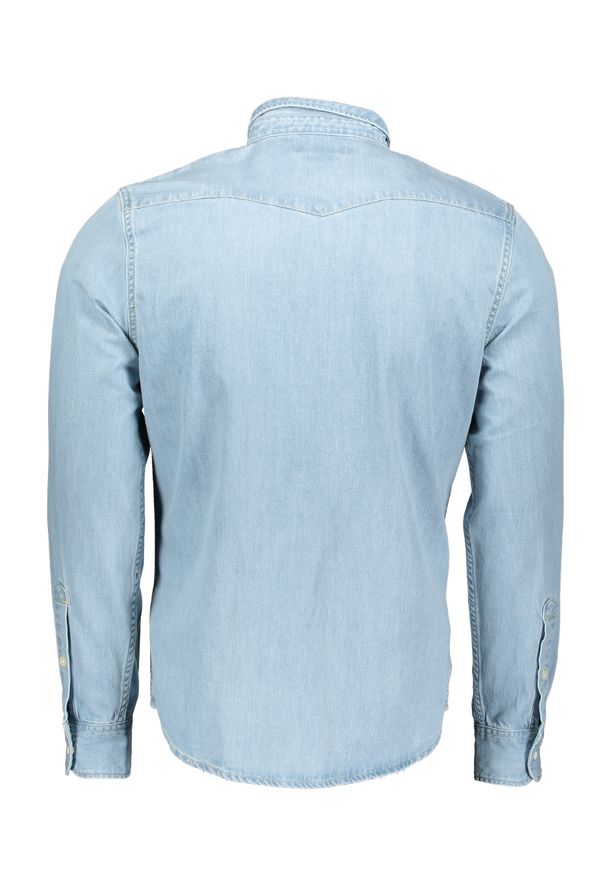 Lee - LEE WESTERN SHIRT MĘSKA KOSZULA JEANSOWA Z DŁUGIM RĘKAWEM LOGO HEATHER BLUE L643PLLI 112115421. Materiał: jeans. Długość rękawa: długi rękaw. Długość: długie