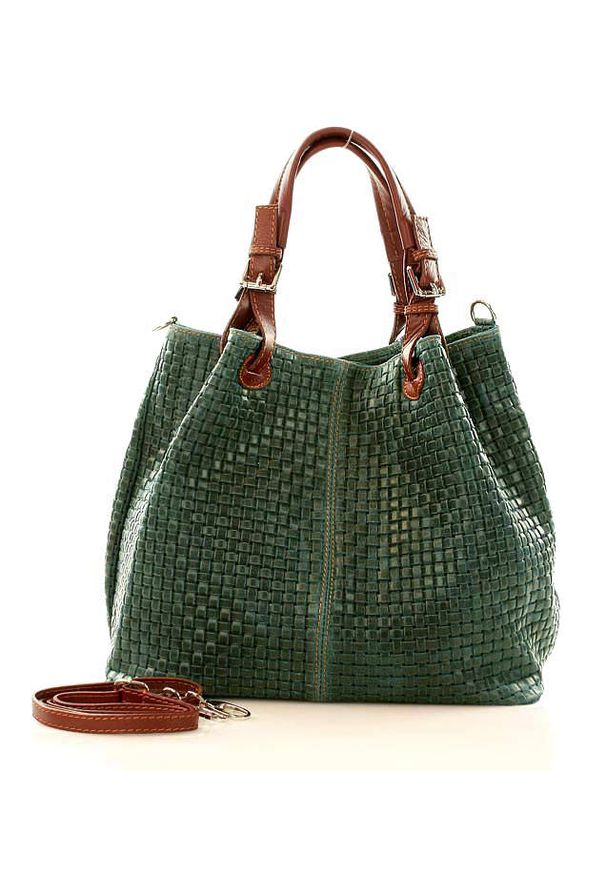 Zielona shopperka GENUINE LEATHER