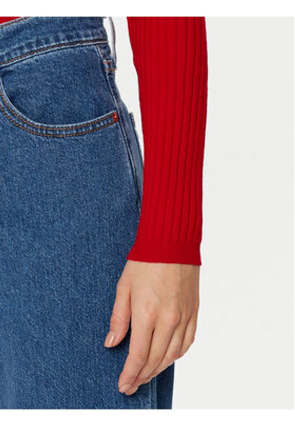 Tommy Jeans Sweter DW0DW19887 Czerwony Slim Fit. Kolor: czerwony. Materiał: bawełna
