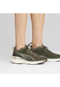 Puma - Męskie dzianinowe buty do biegania ForeverRun NITRO PUMA Dark Olive White Green. Kolor: wielokolorowy, zielony, biały. Materiał: dzianina. Sport: bieganie