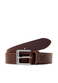 Jack & Jones - Jack&Jones Pasek Męski 12228996 Brązowy. Kolor: brązowy. Materiał: skóra