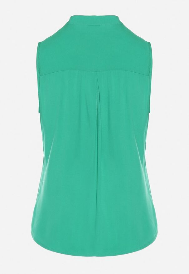 Born2be - Zielona Wiskozowa Koszula Ozdobiona Kieszeniami Lumevare. Okazja: na co dzień. Kolor: zielony. Materiał: wiskoza. Wzór: aplikacja. Styl: elegancki, casual