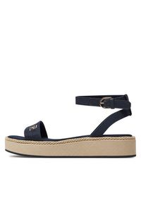 TOMMY HILFIGER - Tommy Hilfiger Sandały Linen Flatform FW0FW07748 Granatowy. Kolor: niebieski