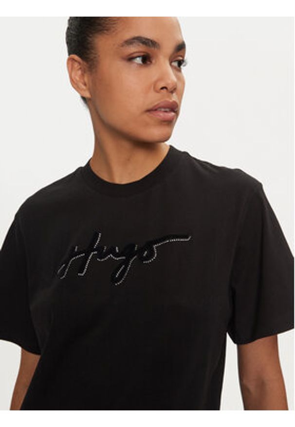 Hugo T-Shirt 50528585 Czarny Regular Fit. Kolor: czarny. Materiał: bawełna