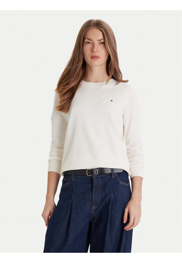 TOMMY HILFIGER - Tommy Hilfiger Sweter WW0WW44984 Biały Regular Fit. Kolor: biały. Materiał: bawełna
