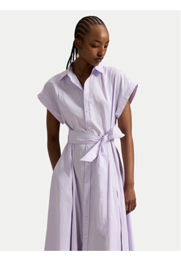 Polo Ralph Lauren Sukienka koszulowa 211A96363002 Fioletowy Regular Fit. Typ kołnierza: polo. Kolor: fioletowy. Materiał: bawełna. Typ sukienki: koszulowe