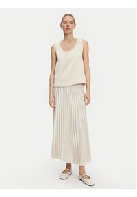 Kontatto Spódnica plisowana SU501C Écru Regular Fit. Kolor: kremowy. Materiał: syntetyk #4