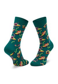 Happy-Socks - Happy Socks Skarpety wysokie damskie RFI01-7500 Zielony. Kolor: zielony. Materiał: materiał
