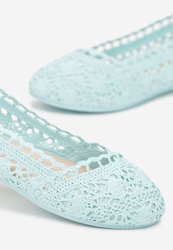 Born2be - Zielone Koronkowe Balerinki Wsuwane Treada. Zapięcie: bez zapięcia. Kolor: zielony. Materiał: koronka. Sezon: lato, wiosna
