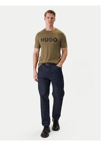 Hugo - HUGO T-Shirt Dulivio 50467556 Khaki Regular Fit. Kolor: brązowy. Materiał: bawełna #5