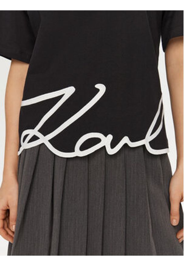 Karl Lagerfeld - KARL LAGERFELD T-Shirt A1W17013 Czarny Relaxed Fit. Typ kołnierza: dekolt w karo. Kolor: czarny. Materiał: bawełna
