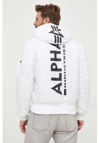 Alpha Industries kurtka bomber MA-1 ZH Back Print męski kolor biały zimowa. Kolor: biały. Wzór: nadruk. Sezon: zima #7