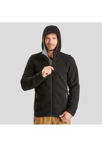 quechua - Polar turystyczny męski Quechua NH500 Warm. Typ kołnierza: kaptur. Kolor: czarny. Materiał: materiał, elastan, polar, poliester. Sport: turystyka piesza #1