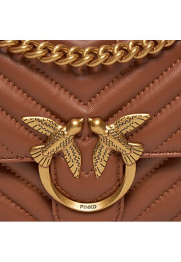 Pinko Torebka Love One Mini Dc PE 24 PLTT 100074 A0GK Brązowy. Kolor: brązowy. Materiał: skórzane