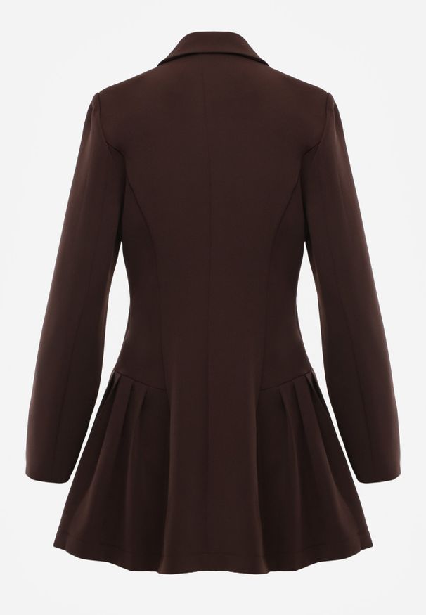 Born2be - Brązowa Sukienka o Kroju Marynarki VICES z Poduszkami w Ramionach Serlina. Okazja: na co dzień. Kolor: brązowy. Styl: casual, elegancki, klasyczny