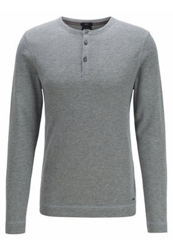 BOSS - Boss Longsleeve Trix 50401843 Szary Slim Fit. Kolor: szary. Materiał: bawełna. Długość rękawa: długi rękaw