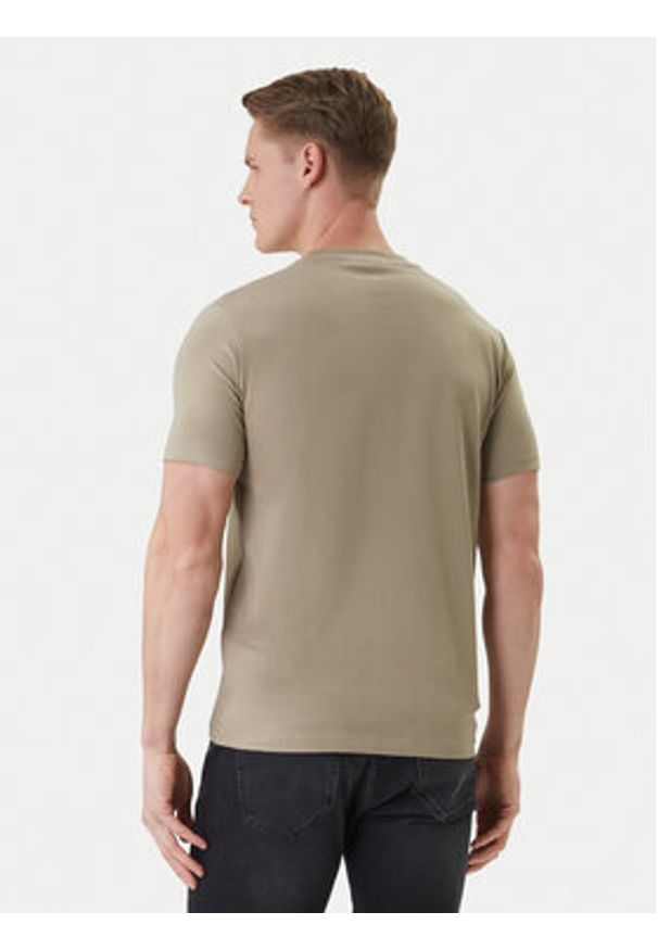 Karl Lagerfeld - KARL LAGERFELD T-Shirt 755780 562235 Khaki Regular Fit. Typ kołnierza: dekolt w karo. Kolor: brązowy. Materiał: bawełna