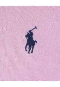 Ralph Lauren - RALPH LAUREN - Różowy sweter z bawełny z logo. Typ kołnierza: polo. Kolor: różowy, wielokolorowy, fioletowy. Materiał: bawełna. Długość: długie. Wzór: haft #3