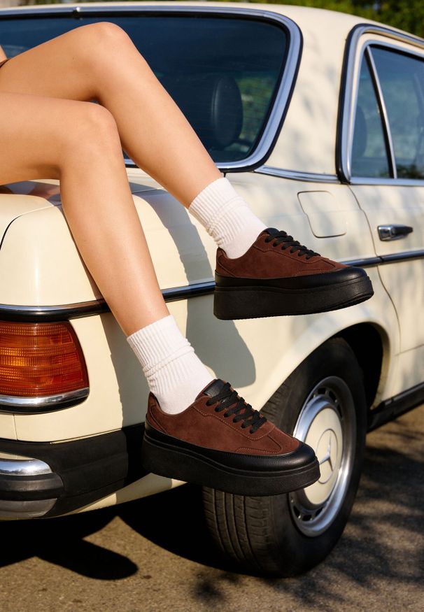 Born2be - Brązowe Sneakersy VICES na Platformie w Stylu lat 90. Donah. Kolor: brązowy. Sezon: lato. Obcas: na platformie