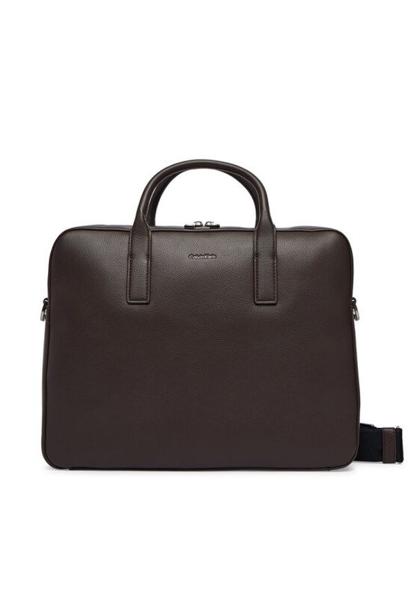 Calvin Klein Torba na laptopa Raised Commuter LV04D3157G Brązowy. Kolor: brązowy. Materiał: skóra