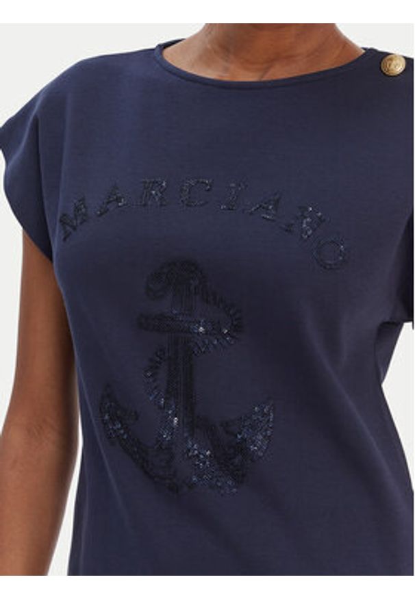 Marciano Guess T-Shirt 6RGI03 6362A Granatowy Regular Fit. Kolor: niebieski. Materiał: bawełna