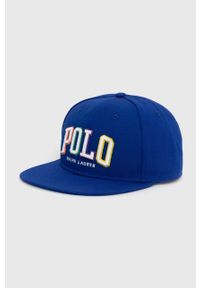 Polo Ralph Lauren czapka z daszkiem kolor granatowy z aplikacją. Kolor: niebieski. Materiał: poliester. Wzór: aplikacja