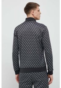 Guess bluza męska kolor czarny wzorzysta. Kolor: czarny. Materiał: dzianina. Wzór: aplikacja #5