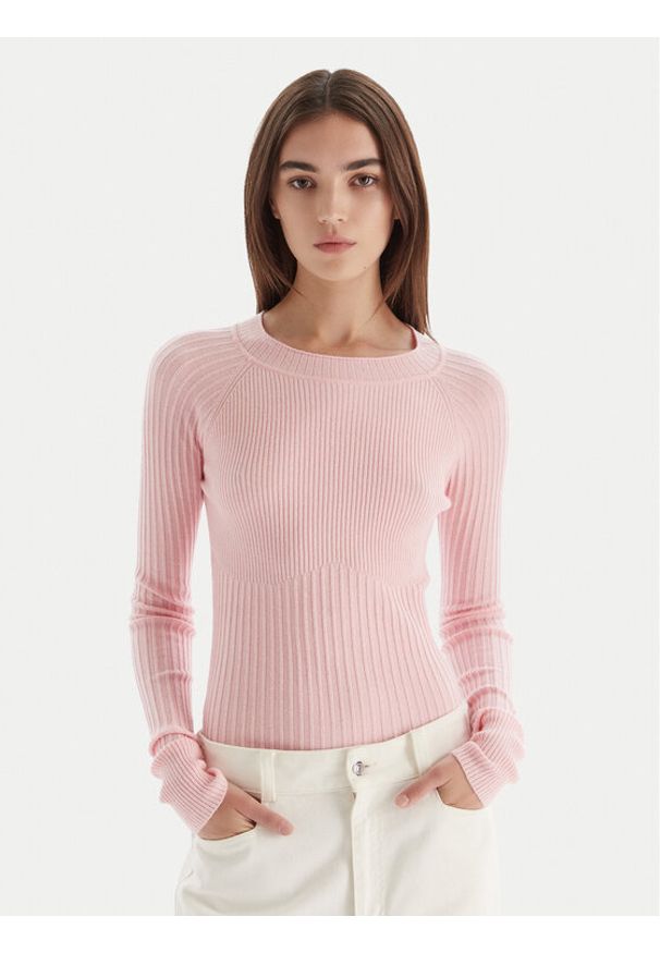 Patrizia Pepe Sweter 2K0337/K7S0-M555 Różowy Regular Fit. Kolor: różowy. Materiał: syntetyk