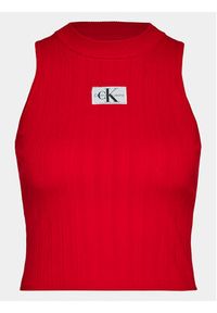 Calvin Klein Jeans Top Label J20J223151 Czerwony Slim Fit. Kolor: czerwony. Materiał: lyocell #3