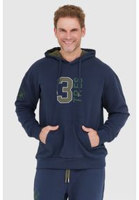 La Martina - LA MARTINA Granatowa bluza męska z kapturem i naszywkami, Rozmiar L. Typ kołnierza: kaptur. Kolor: niebieski. Wzór: aplikacja #1