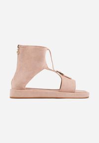 Born2be - Różowe Sandały w Stylu Botków z Ozdobną Klamrą Theaneasi. Okazja: na co dzień. Zapięcie: klamry. Kolor: różowy. Materiał: jeans. Styl: casual, elegancki, klasyczny #4