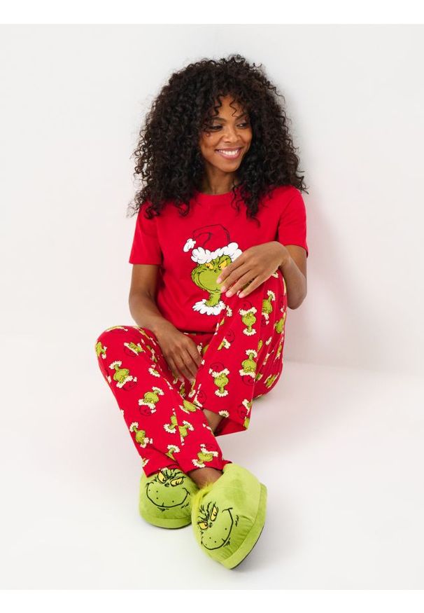 Sinsay - Ciepłe kapcie z motywem świątecznym Grinch - zielony. Kolor: zielony. Styl: wizytowy