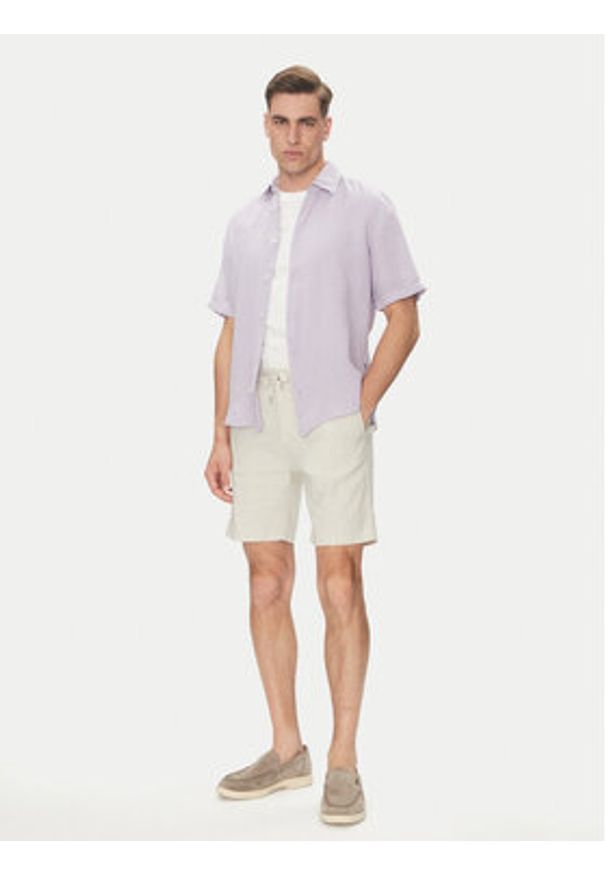BOSS Koszula 50537382 Fioletowy Regular Fit. Kolor: fioletowy. Materiał: len