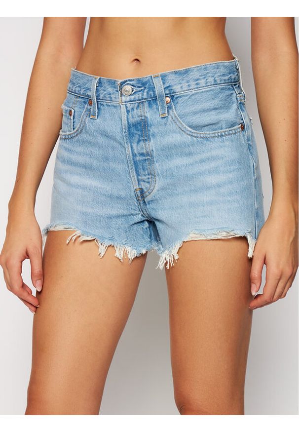 Levi's® Szorty jeansowe 501 High-Waisted 56327-0086 Błękitny Regular Fit. Kolor: niebieski. Materiał: bawełna