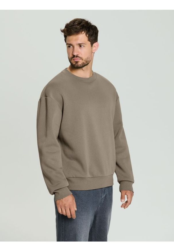 Sinsay - Bluza basic comfort fit - brązowy. Kolor: brązowy