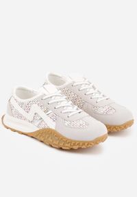 Renee - Szare Sneakersy z Futurystyczną Tłoczoną Podeszwą i Geometrycznym Wzorem Emalorine. Okazja: na spacer. Kolor: szary. Materiał: jeans. Wzór: geometria. Sport: turystyka piesza #3