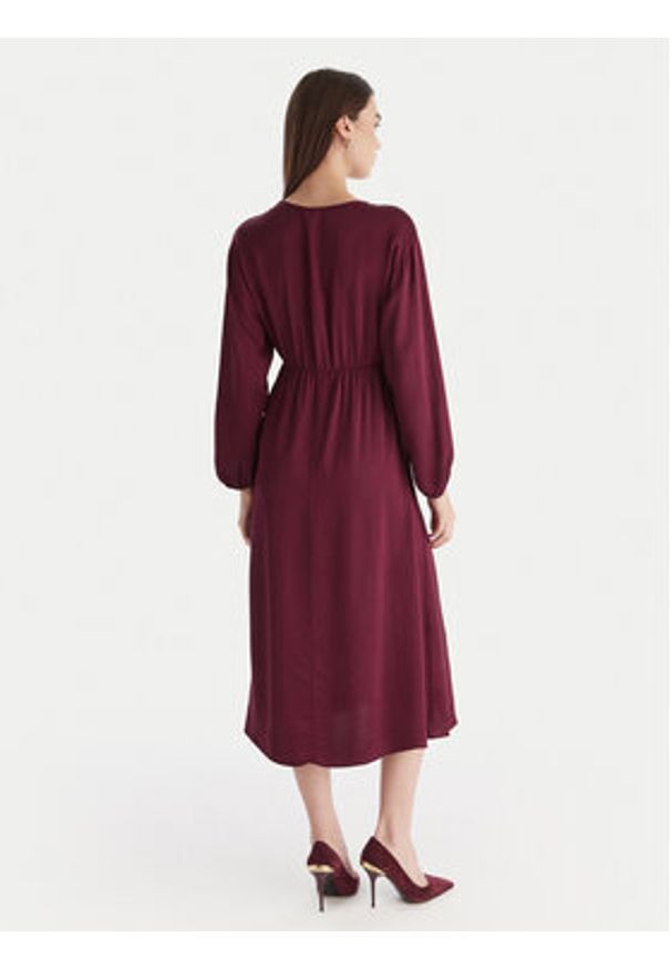 ViCOLO Sukienka koktajlowa TF0250 Bordowy Regular Fit. Kolor: czerwony. Materiał: wiskoza. Styl: wizytowy