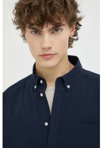 Les Deux koszula bawełniana Louis Seersucker męska kolor granatowy regular z kołnierzykiem button-down. Typ kołnierza: button down. Kolor: niebieski. Materiał: bawełna. Długość rękawa: krótki rękaw. Długość: krótkie #3