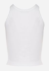 Born2be - Biały Bawełniany Top z Prążkowanego Materiału Tilzedi. Okazja: na co dzień. Kolor: biały. Materiał: prążkowany, bawełna, materiał. Sezon: zima. Styl: casual, klasyczny #5