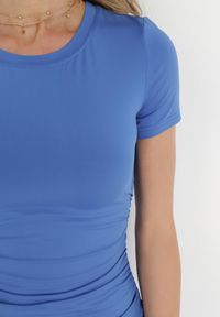 Born2be - Niebieska Sukienka Oreitheis. Kolor: niebieski. Długość rękawa: krótki rękaw. Wzór: jednolity, gładki, aplikacja. Typ sukienki: sportowe. Styl: elegancki, sportowy. Długość: mini #6