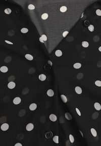 Renee - Czarna Półprzezroczysta Koszula w Kropki z Wiskozy i Bawełny z Wiązaniem Delmara. Kolor: czarny. Materiał: wiskoza, bawełna. Wzór: kropki. Styl: retro #4