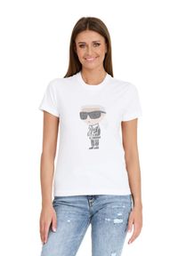 Karl Lagerfeld - KARL LAGERFELD Biały damski t-shirt Ikonik 2.0, Rozmiar S. Kolor: biały