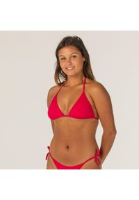 OLAIAN - Góra kostiumu kąpielowego surfingowego damska Olaian Mae. Kolor: czerwony. Materiał: poliester, poliamid, elastan, materiał #1