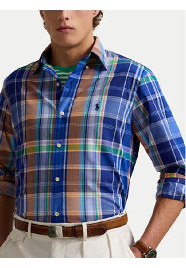 Polo Ralph Lauren Koszula 710960639002 Niebieski Custom Fit. Typ kołnierza: polo. Kolor: niebieski. Materiał: bawełna