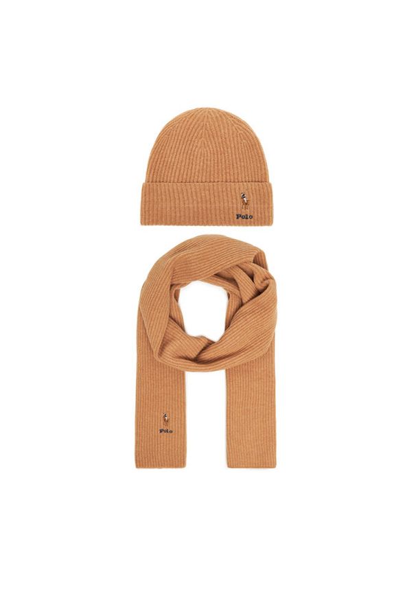 Polo Ralph Lauren Zestaw Szalik i Czapka 455981430002 Brązowy. Kolor: brązowy. Materiał: wełna, materiał
