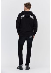 PALM ANGELS Czarna bluza męska z białym printem, Rozmiar S. Typ kołnierza: kaptur. Kolor: czarny. Materiał: prążkowany. Wzór: nadruk #5